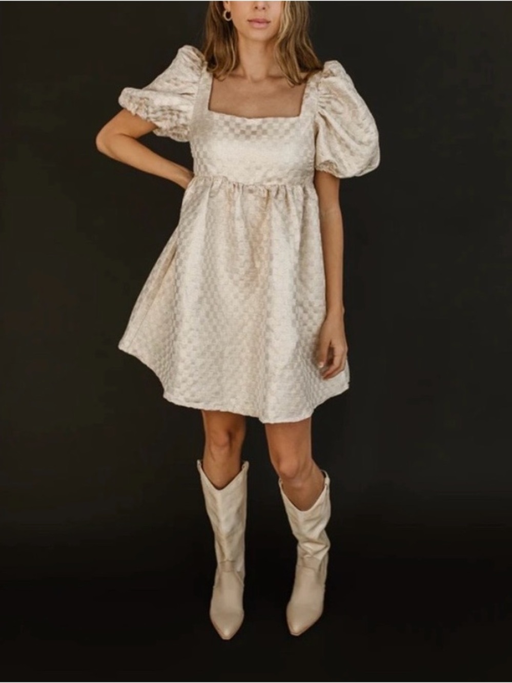 Jacquie the Label Square Neck Puff Sleeve Mini Dress